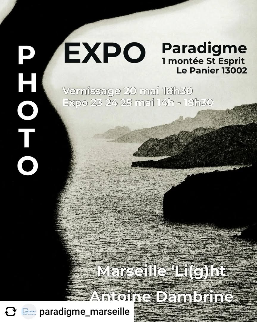 Get @reshare_app • @paradigme_marseille VERNISSAGE MERCREDI 20 MAI 18h30 
De la photo N&B, des tirages soignés par le photographe lui-même et des paysages marseillais à redécouvrir !